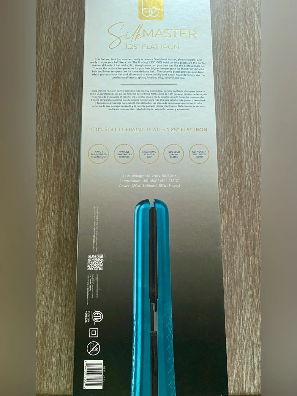 BE SILKMASTER 1.25” CERAMIC FLATIRON/ BLUE